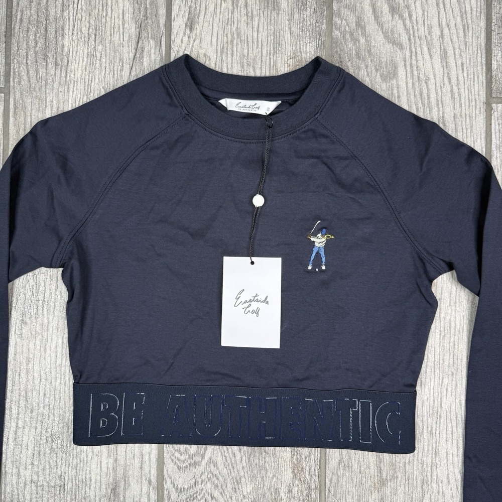 Eastside Golf Shirt Womens Small Blue Banded Cropped Tee Long Sleeve Golfing Gym — image 2 of 8